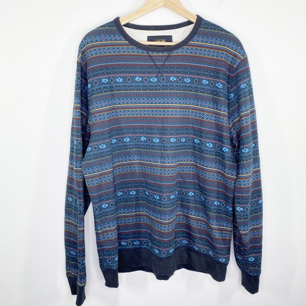Levi's Blue Printed Long Sleeve Pullover Crewneck Shirt Mens Large L Buffalo
